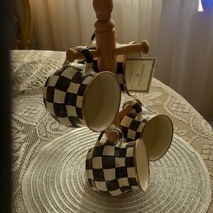 MacKenzie-Childs Black and White Checkered Mugs